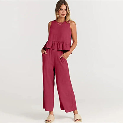 daisy | sleeveless two-piece set red