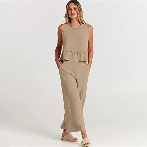 daisy | sleeveless two-piece set sand