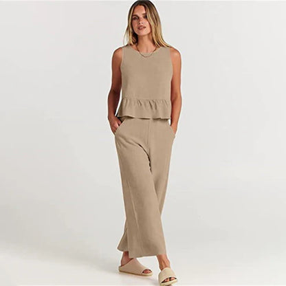 daisy | sleeveless two-piece set sand