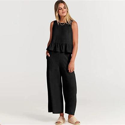 daisy | sleeveless two-piece set black