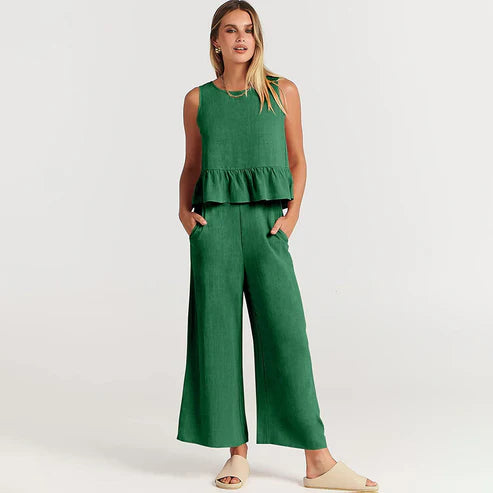 daisy | sleeveless two-piece set green