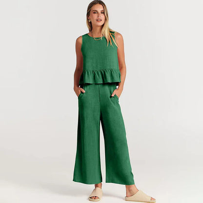 daisy | sleeveless two-piece set green