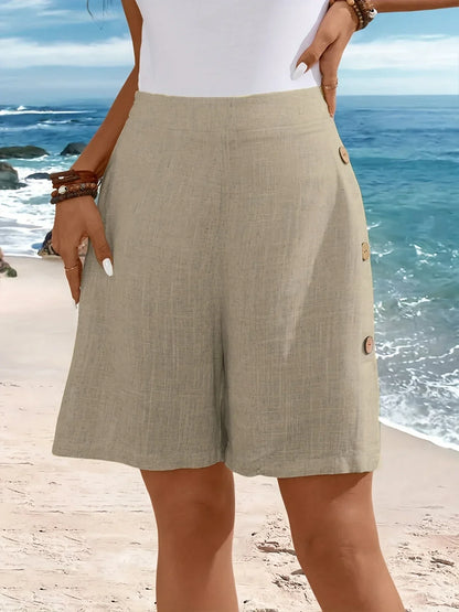 daisy | mid-thigh shorts with side buttons