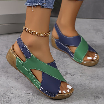 daisy | color block flat sandal green
