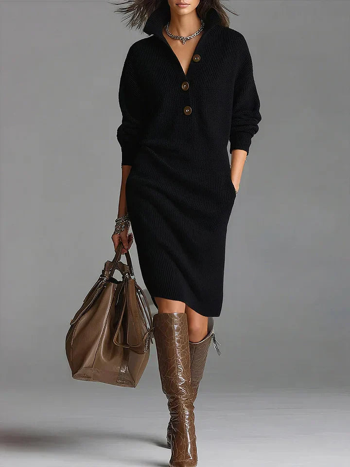 Rebecca | Midi Dress with Button Detail