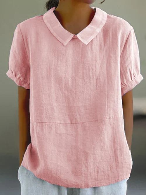 avaya | relaxed cotton short-sleeve blouse pink