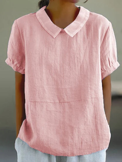 avaya | relaxed cotton short-sleeve blouse pink
