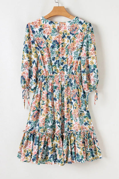 Penny | Floral Print Ruffle Hem Mini Dress