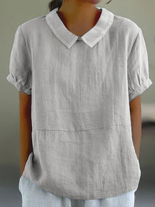 avaya | relaxed cotton short-sleeve blouse light grey