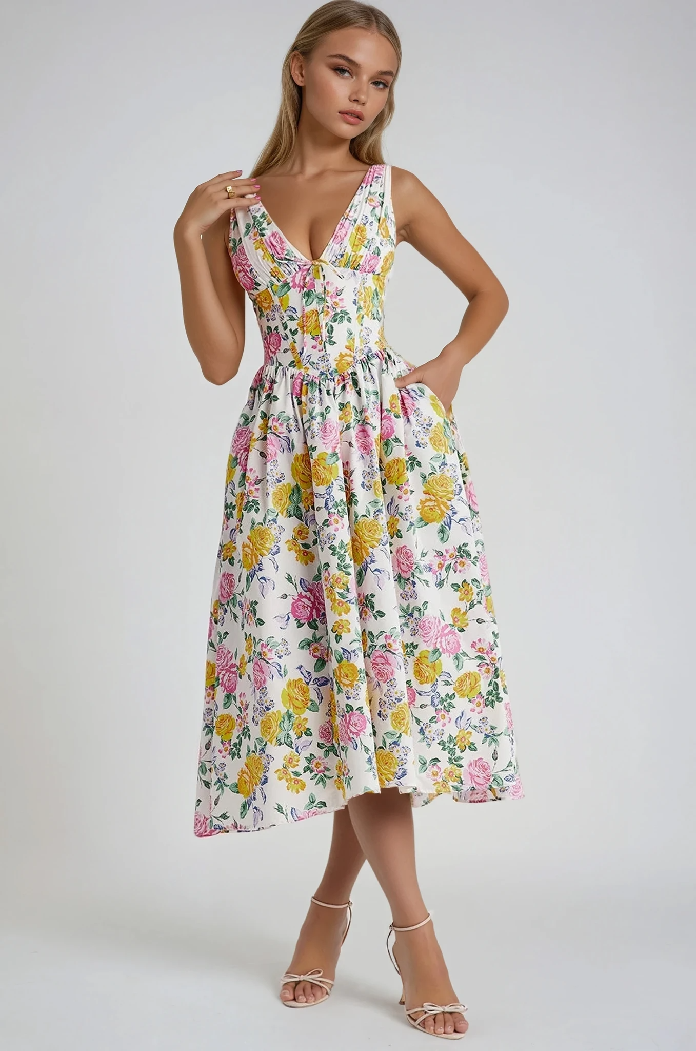 daisy | floral summer midi dress yellow floral