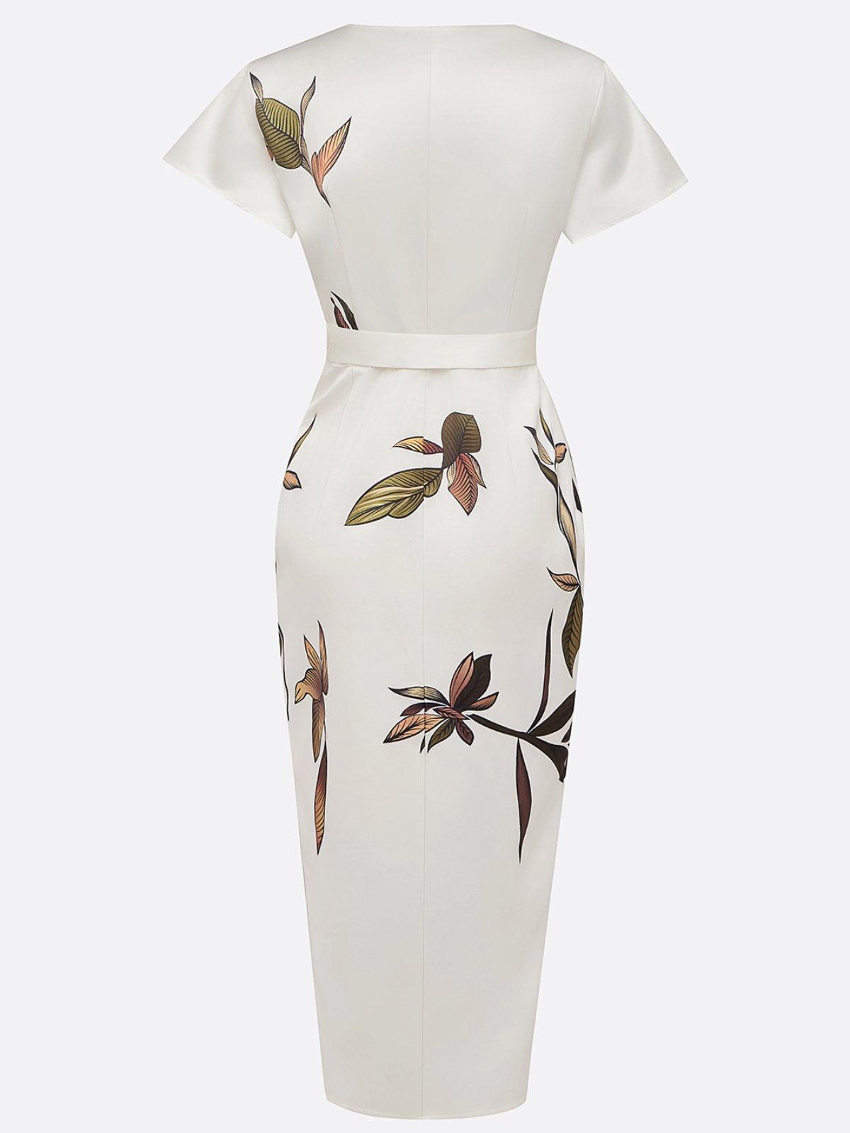 daisy | leaf print wrap dress