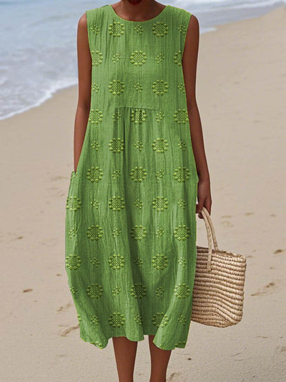 natalie | textured sleeveless midi dress green
