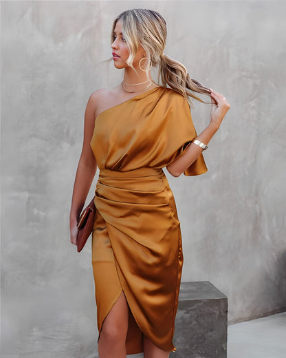 Ava | One Shoulder Wrap Midi Dress
