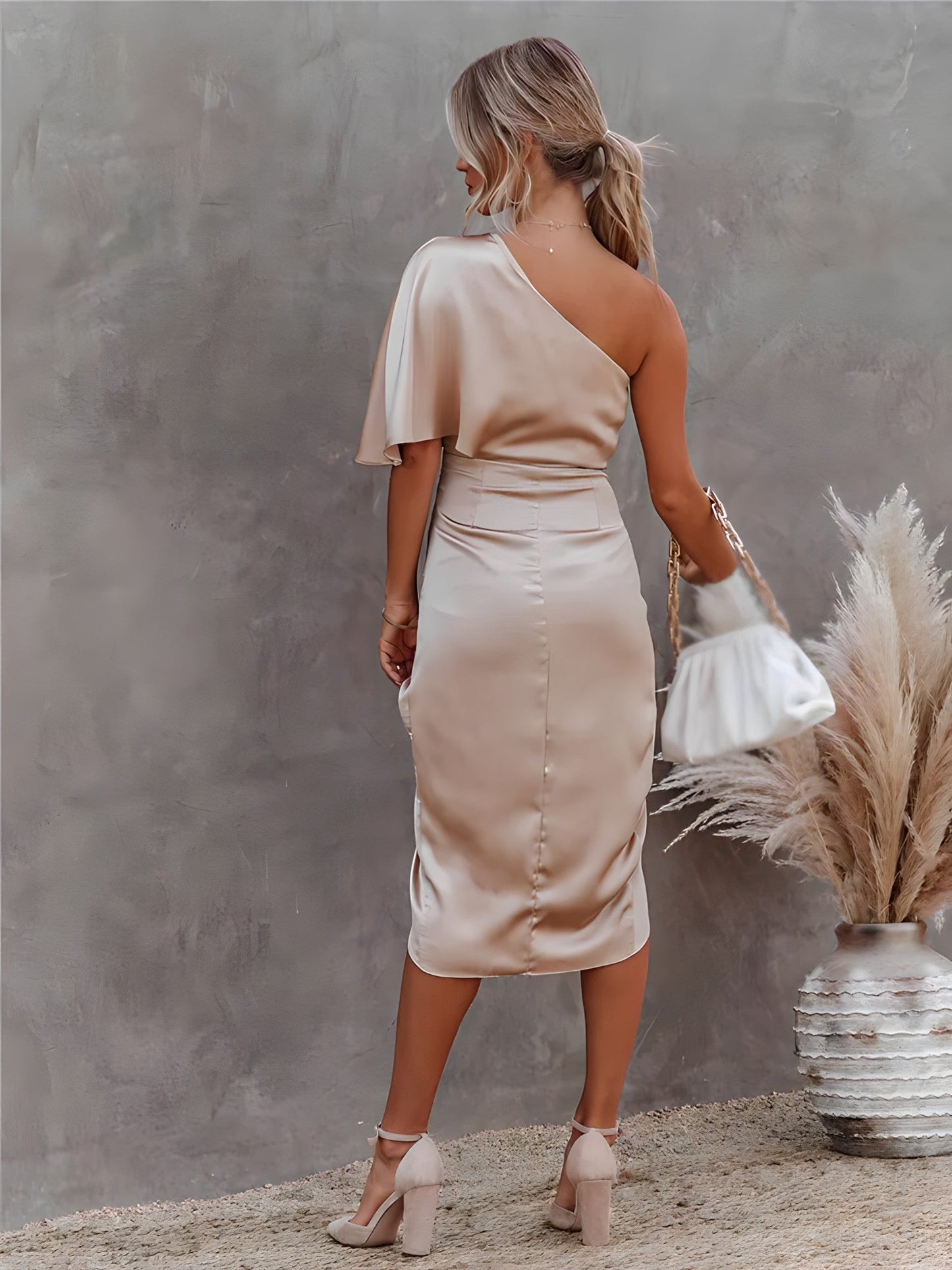Ava | One Shoulder Wrap Midi Dress