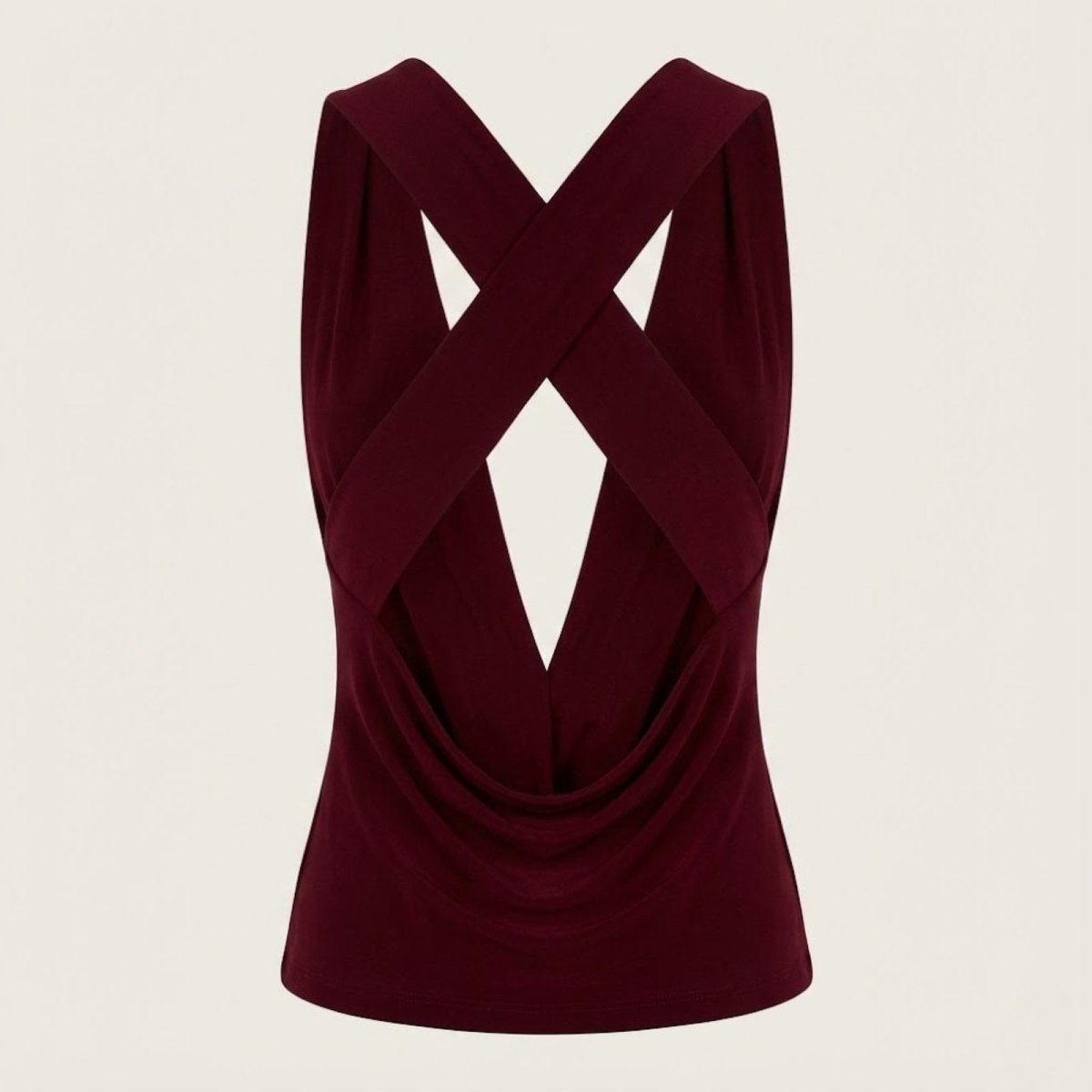 rhea | cowl neck open back evening top
