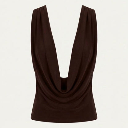 rhea | cowl neck open back evening top