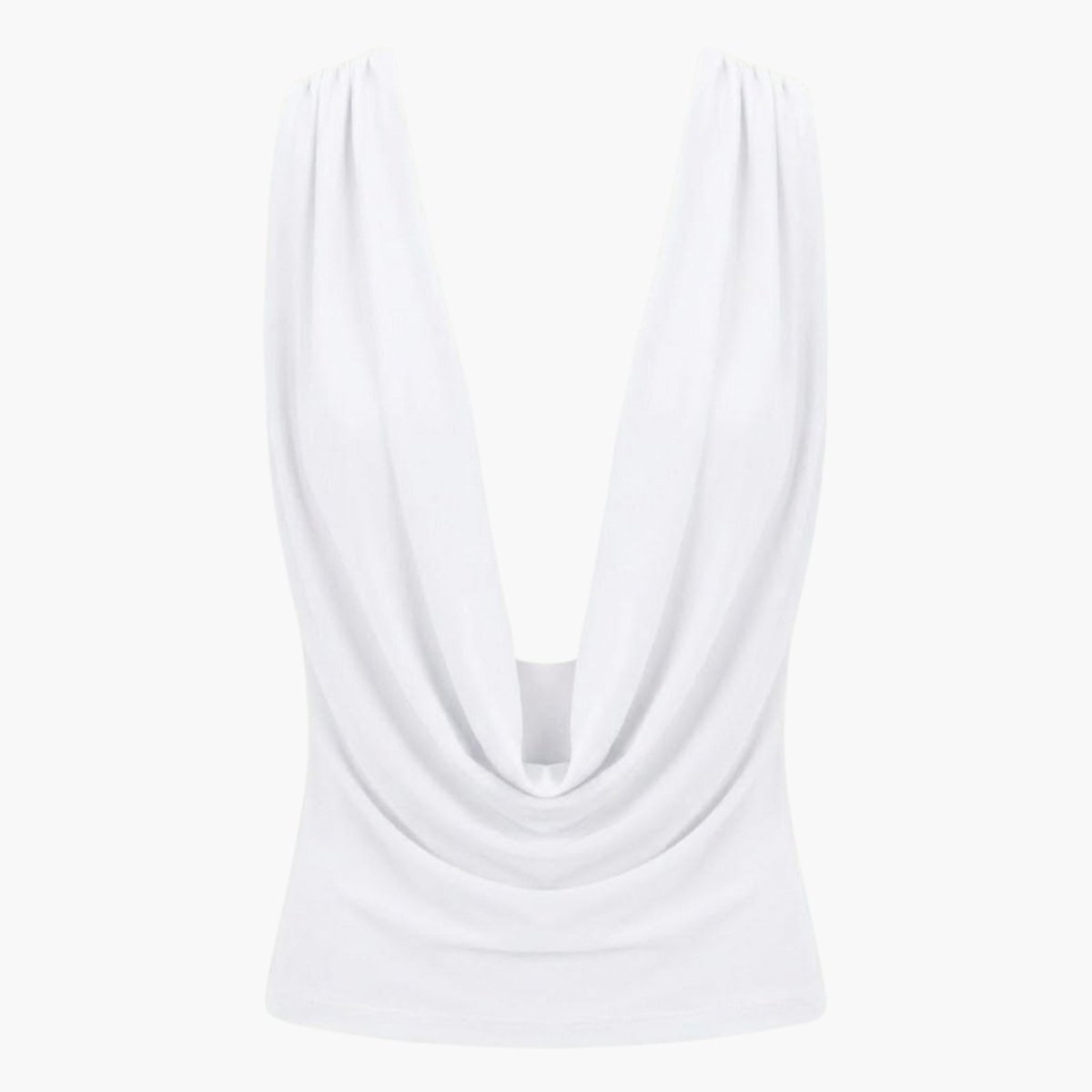 rhea | cowl neck open back evening top