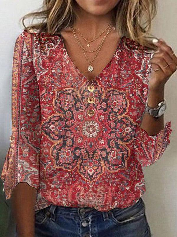 audrey | bohemian oriental print blouse