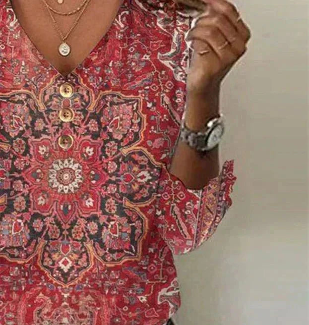 audrey | bohemian oriental print blouse
