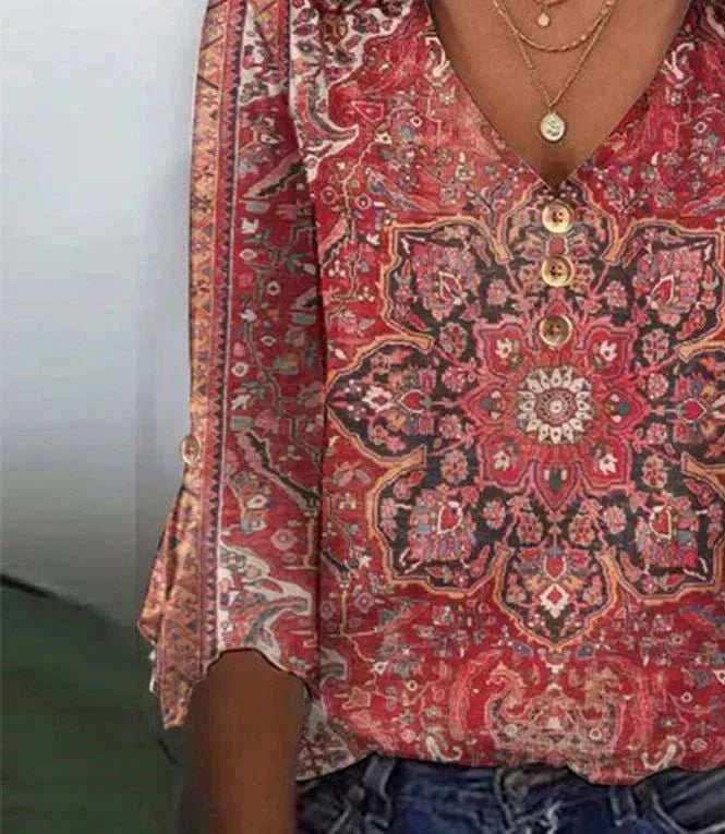 audrey | bohemian oriental print blouse