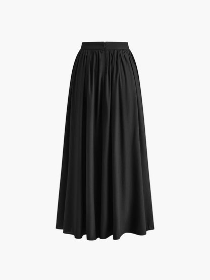 daisy | high waist pleated a-line maxi skirt