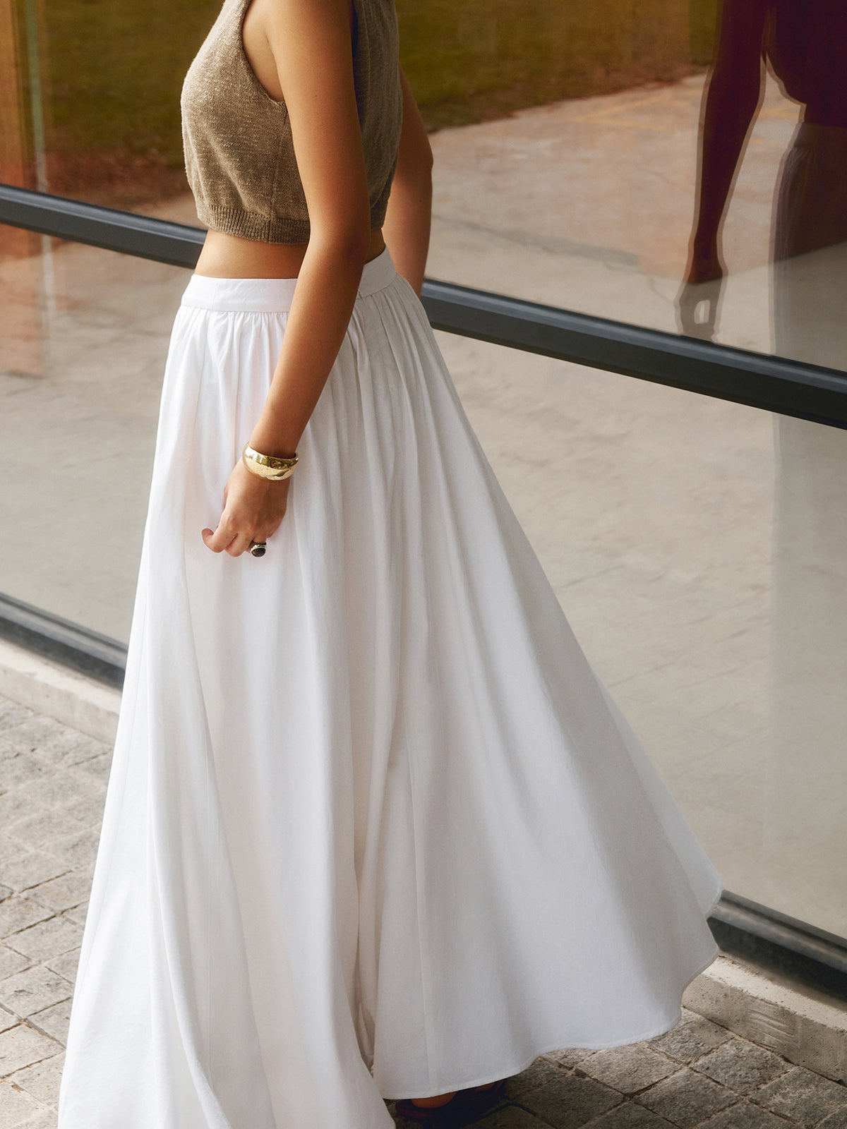 daisy | high waist pleated a-line maxi skirt