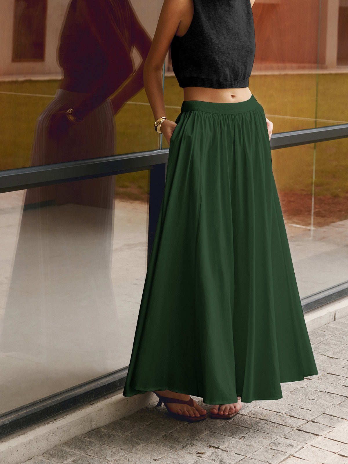daisy | high waist pleated a-line maxi skirt