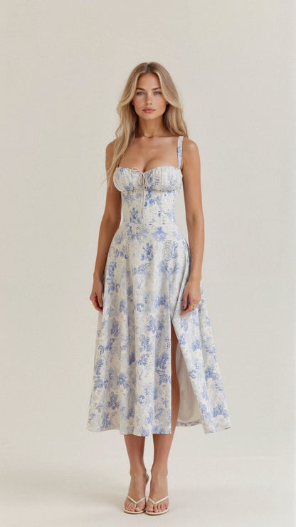 daisy | corset midi dress blue