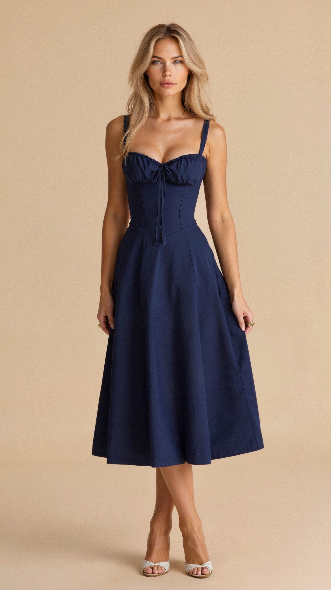 daisy | corset midi dress navy blue