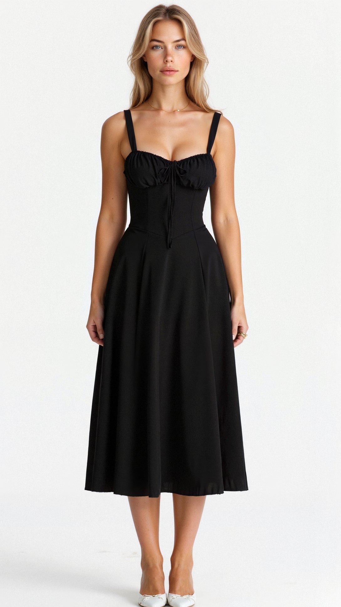 daisy | corset midi dress black