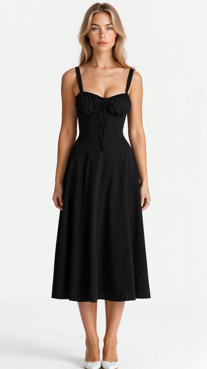 daisy | corset midi dress black