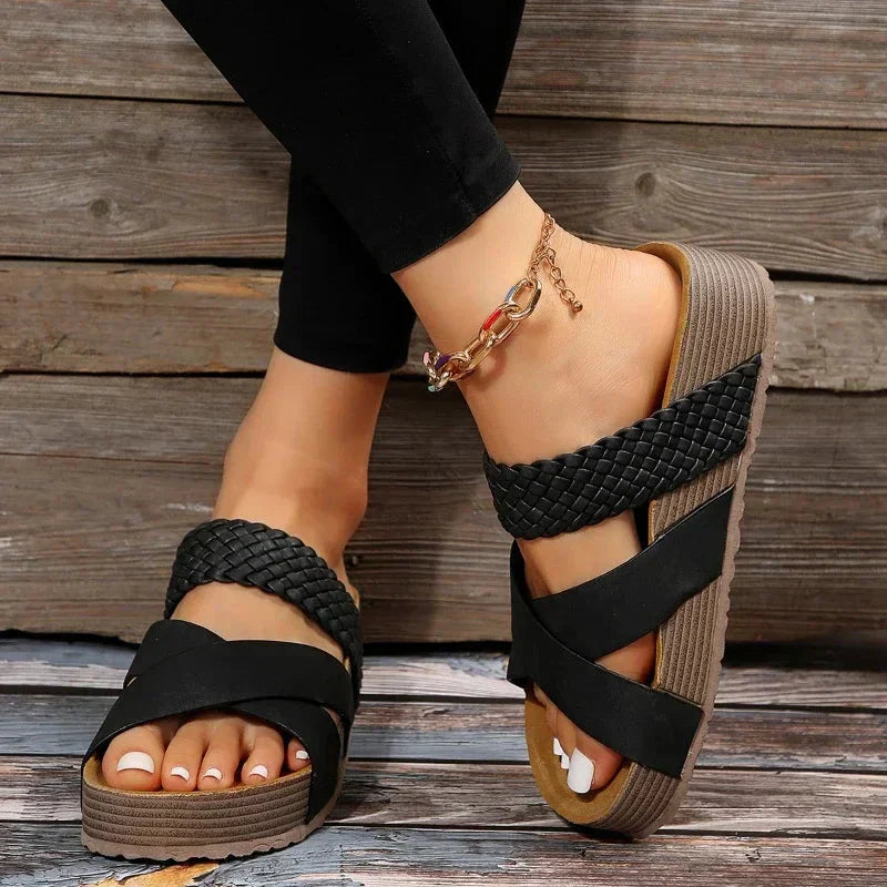 daisy | platform orthopaedic sandals black
