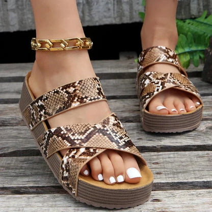 daisy | platform orthopaedic sandals snake print