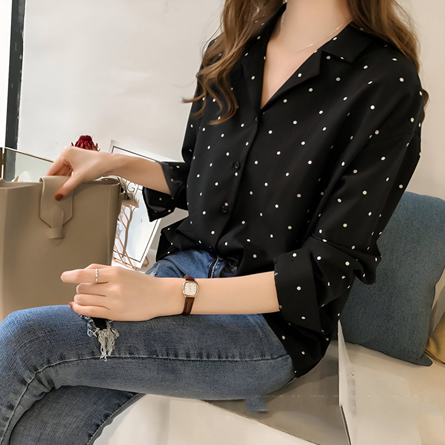 clivia | polka dot blouse for effortless style