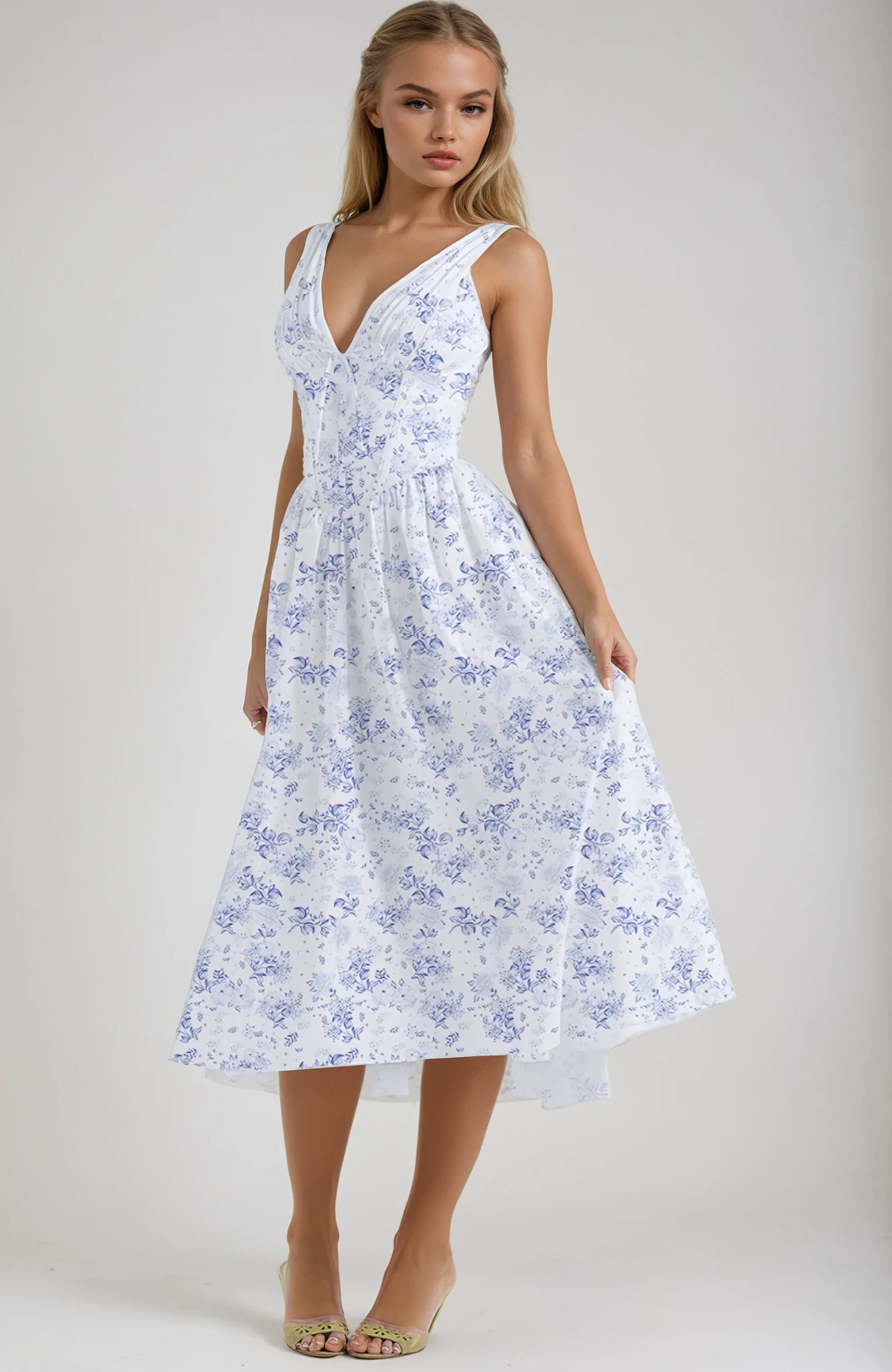 daisy | floral summer midi dress blue floral