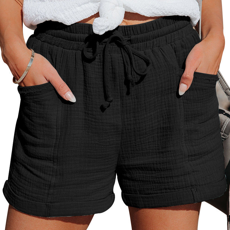 daisy | relaxed wide-leg summer shorts black