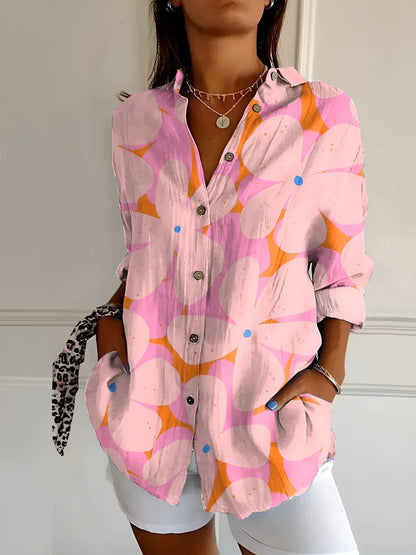amelia | floral button-front blouse pink floral