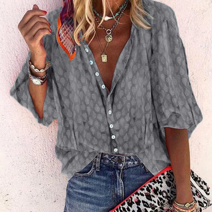 Lilah | Printed Button Down Summer Blouse