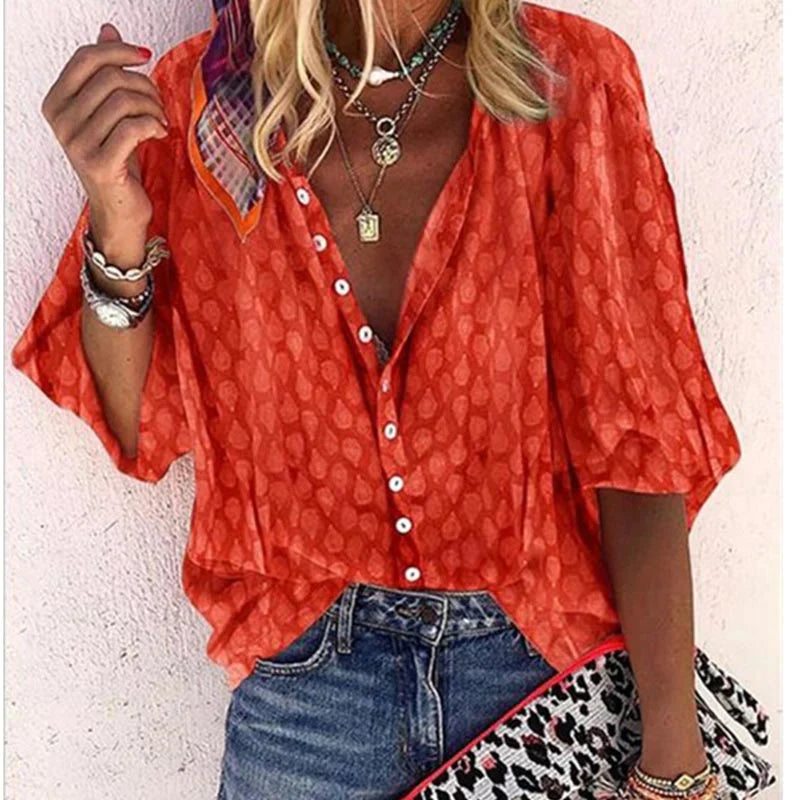 Lilah | Printed Button Down Summer Blouse