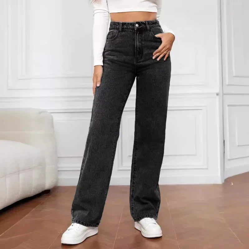 daisy | high waist wide leg jeans dark gray