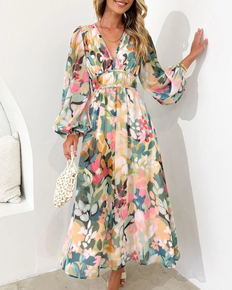 daisy | floral puff sleeve midi dress