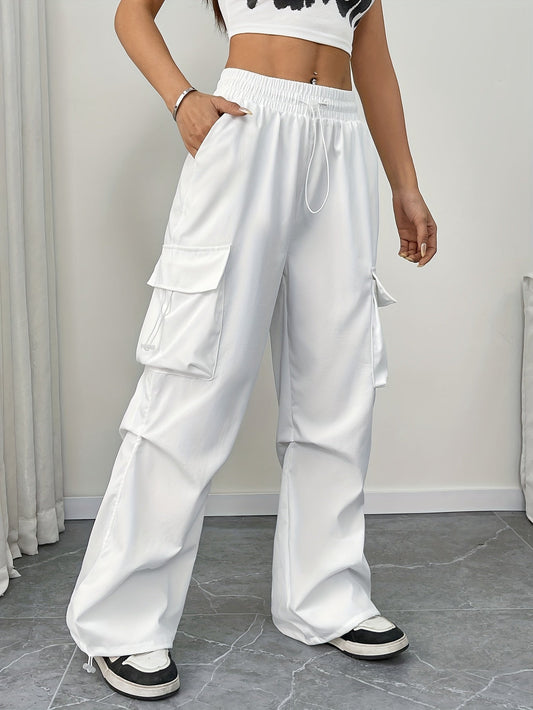 daisy | wide leg cargo pants with drawstring white
