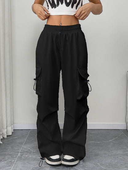 daisy | wide leg cargo pants with drawstring black
