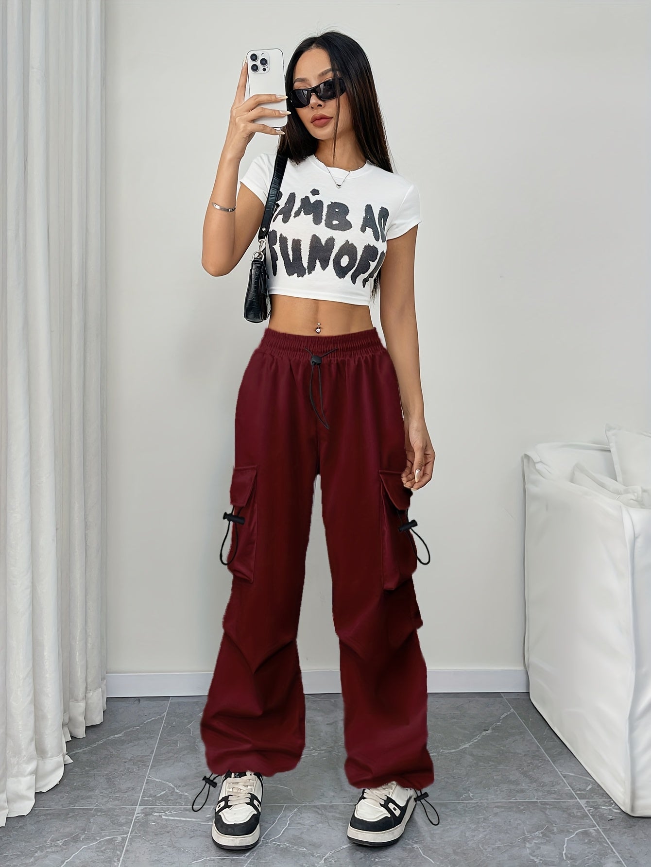 daisy | wide leg cargo pants with drawstring
