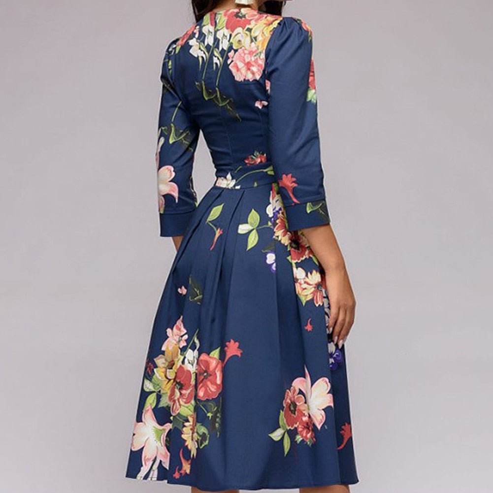 Rosie | Floral Midi Dress with Elegance