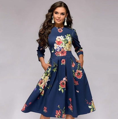 Rosie | Floral Midi Dress with Elegance