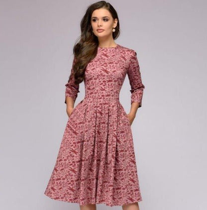Rosie | Floral Midi Dress with Elegance