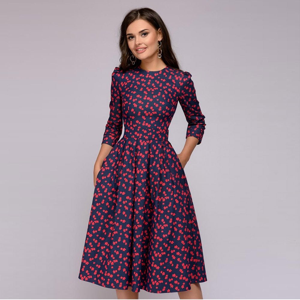 Rosie | Floral Midi Dress with Elegance