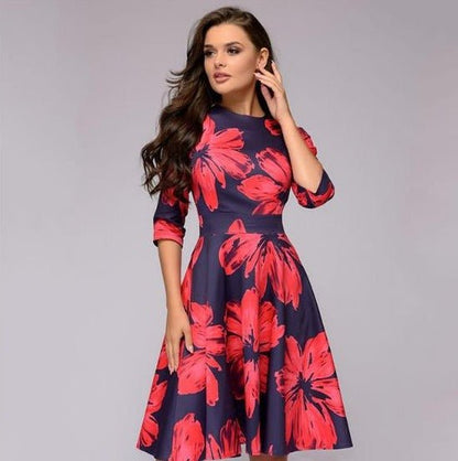 Rosie | Floral Midi Dress with Elegance