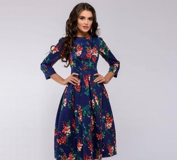 Rosie | Floral Midi Dress with Elegance
